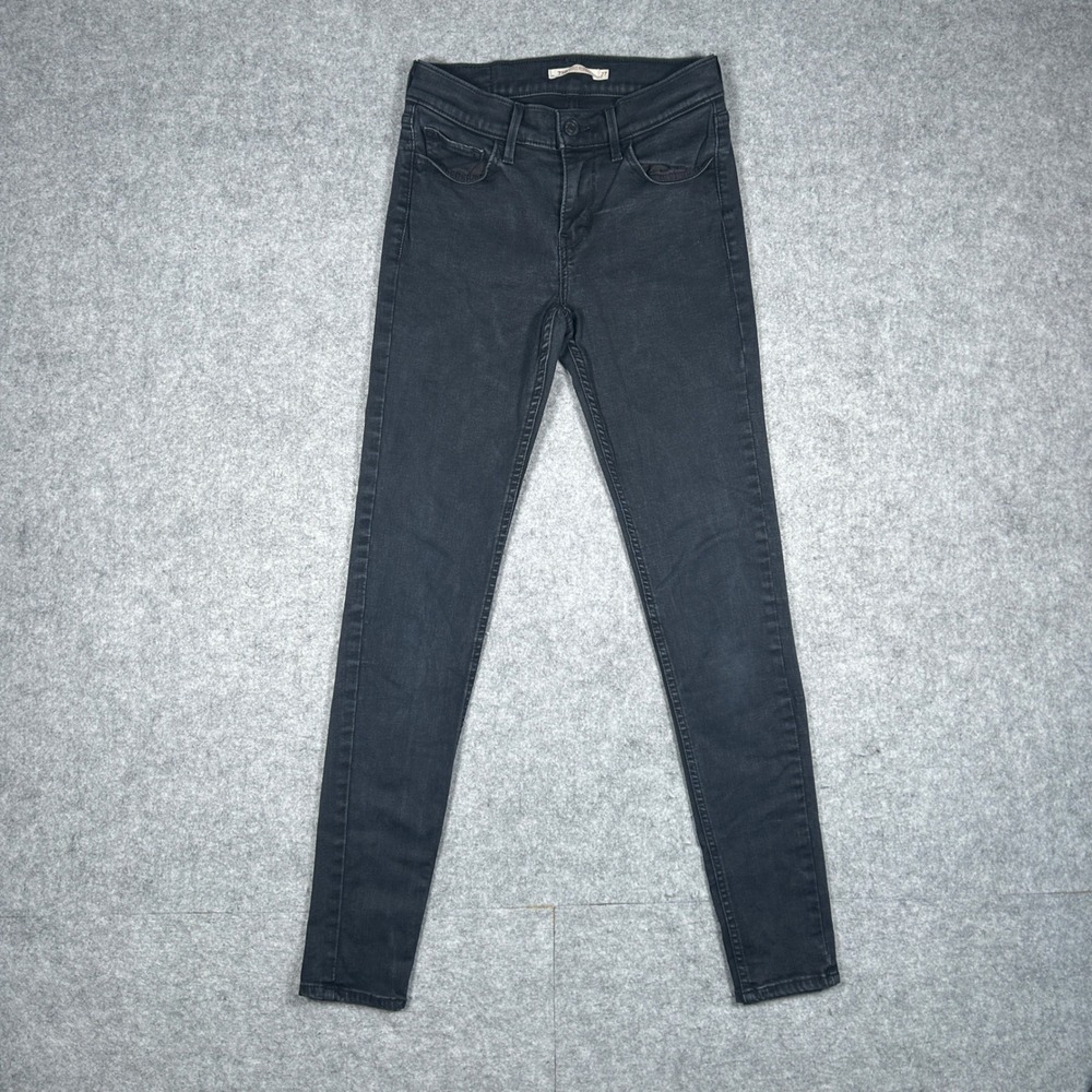 Levi's 710 Denim jeans Womens 27x30(24x28) Black High Rise super skinny chic red